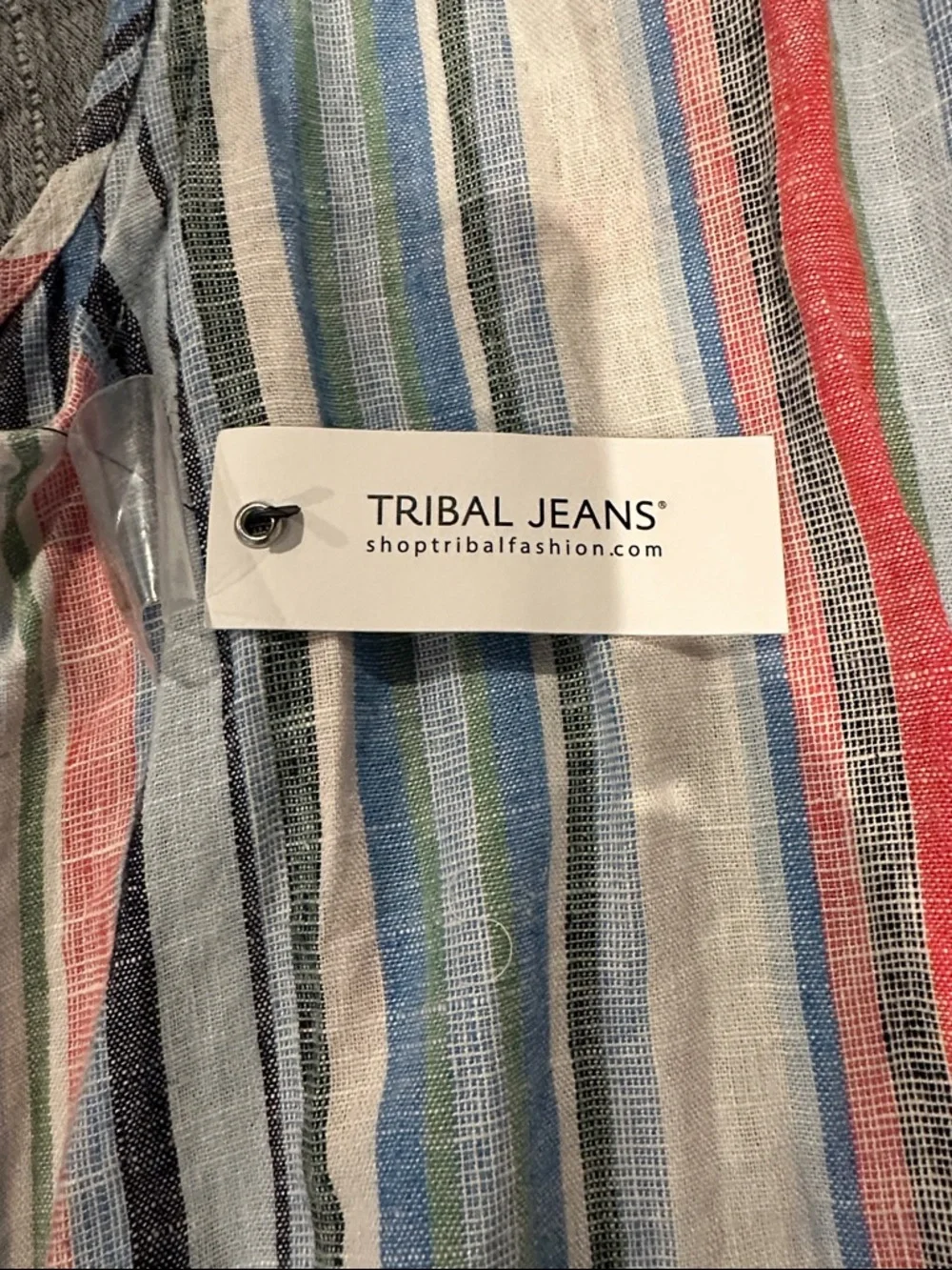Striped Tiered Sleeveless Linen Dress - Multicolor-by Tribal Jeans NWT - Picture 4 of 4